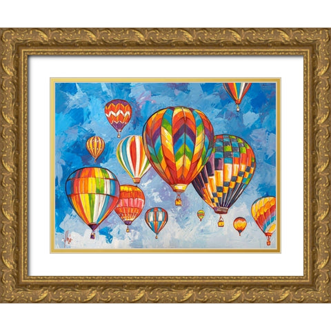 Parata di mongolfiere Gold Ornate Wood Framed Art Print with Double Matting by Florio, Luigi