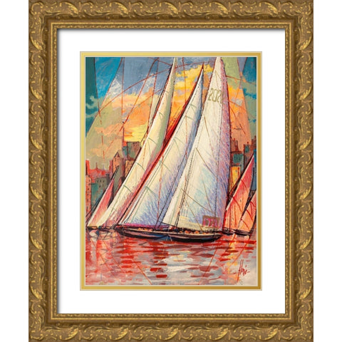 Arrivo al tramonto Gold Ornate Wood Framed Art Print with Double Matting by Florio, Luigi