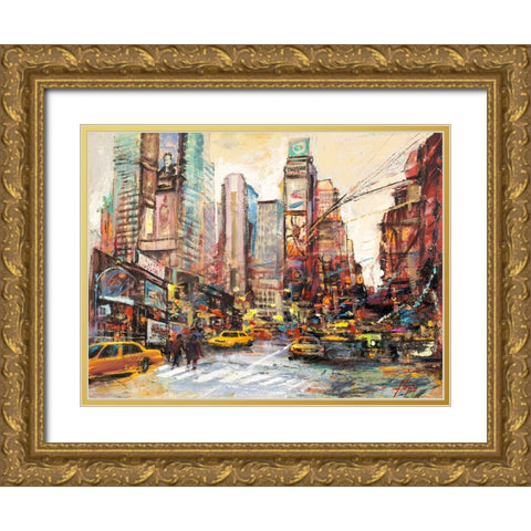 Mattino su Manhattan Gold Ornate Wood Framed Art Print with Double Matting by Florio, Luigi