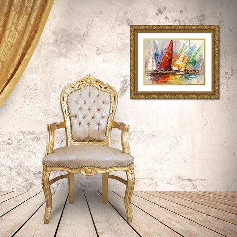 Caleidoscopio di vele Gold Ornate Wood Framed Art Print with Double Matting by Florio, Luigi