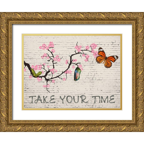 Take your time Gold Ornate Wood Framed Art Print with Double Matting by Masterfunk Collective