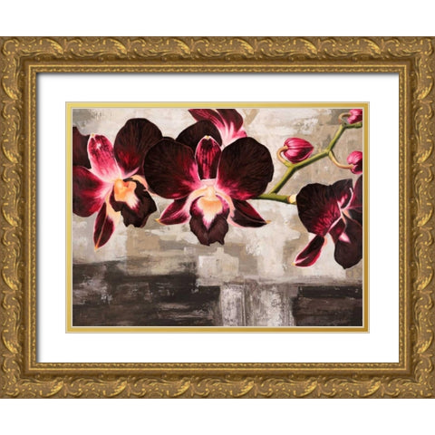 Velvet Orchids Gold Ornate Wood Framed Art Print with Double Matting by Mills, Shin