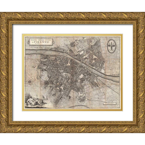 Pianta della Citta di Firenze, 1847 Gold Ornate Wood Framed Art Print with Double Matting by Molini, Giuseppe