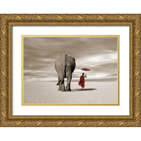 In the Plains Gold Ornate Wood Framed Art Print with Double Matting by Moreau, Marc