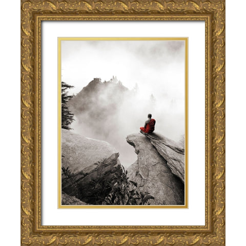 Contemplate Gold Ornate Wood Framed Art Print with Double Matting by Moreau, Marc