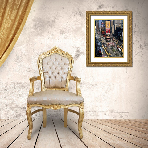 Traffic in Times Square, NYC Gold Ornate Wood Framed Art Print with Double Matting by Setboun, Michel