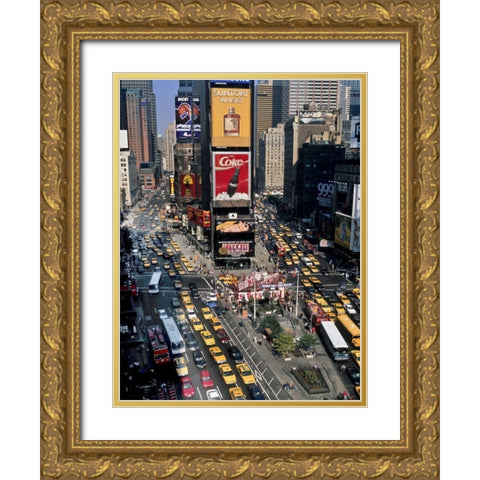 Traffic in Times Square, NYC Gold Ornate Wood Framed Art Print with Double Matting by Setboun, Michel