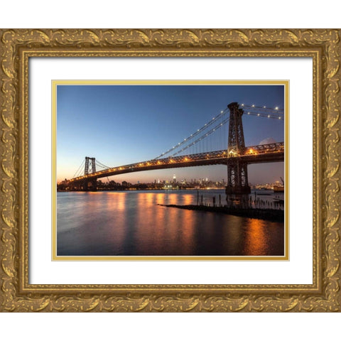 Queensboro Bridge and Manhattan from Brooklyn, NYC Gold Ornate Wood Framed Art Print with Double Matting by Setboun, Michel