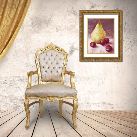 Perfect Pear Gold Ornate Wood Framed Art Print with Double Matting by Whatmore, Nel