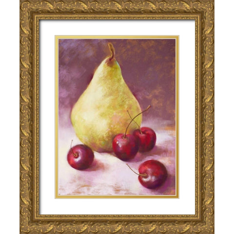 Perfect Pear Gold Ornate Wood Framed Art Print with Double Matting by Whatmore, Nel