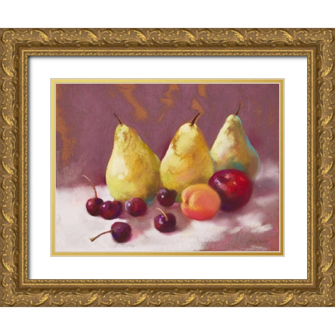 Lovely Pears Gold Ornate Wood Framed Art Print with Double Matting by Whatmore, Nel
