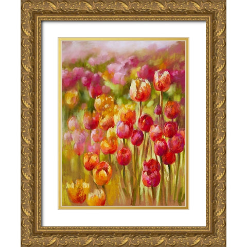 Tulip Sea Gold Ornate Wood Framed Art Print with Double Matting by Whatmore, Nel