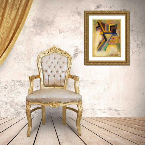 Abstract Painting Gold Ornate Wood Framed Art Print with Double Matting by Klee, Paul