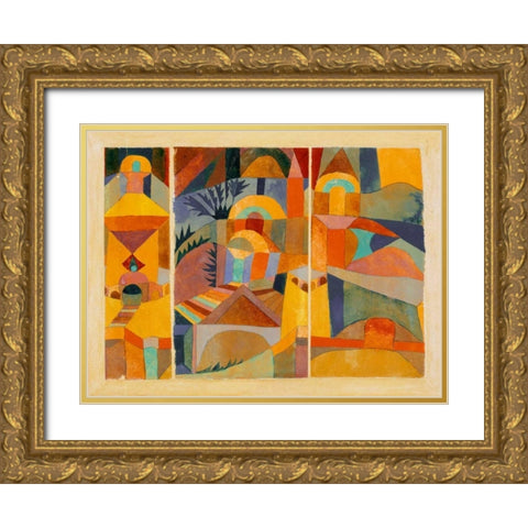 Temple Gardens  Gold Ornate Wood Framed Art Print with Double Matting by Klee,Paul