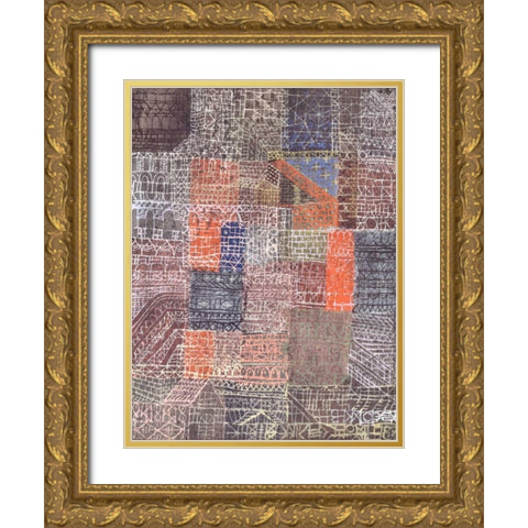 Structural II Gold Ornate Wood Framed Art Print with Double Matting by Klee, Paul