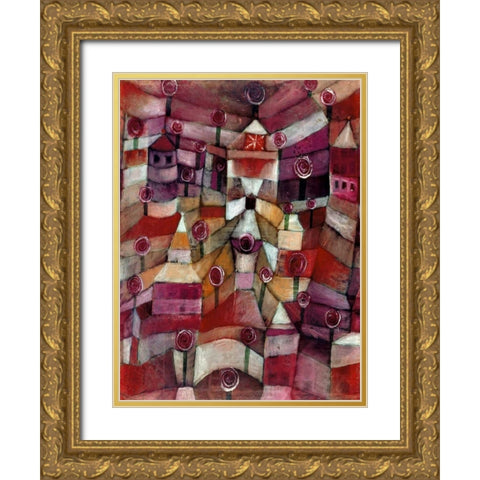 Rose Garden Gold Ornate Wood Framed Art Print with Double Matting by Klee, Paul