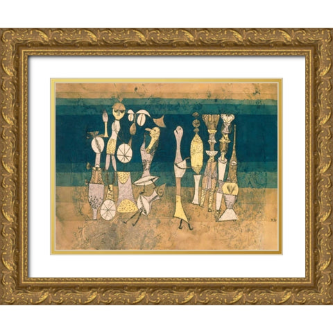 Comedy Gold Ornate Wood Framed Art Print with Double Matting by Klee, Paul