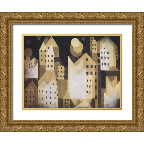 Cold City Gold Ornate Wood Framed Art Print with Double Matting by Klee, Paul