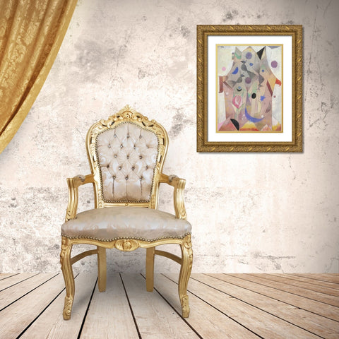Persian Nightingales Gold Ornate Wood Framed Art Print with Double Matting by Paul, Klee