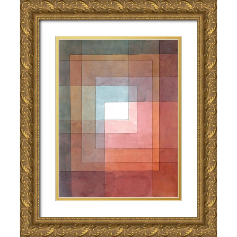 White Framed Polyphonically Gold Ornate Wood Framed Art Print with Double Matting by Paul, Klee
