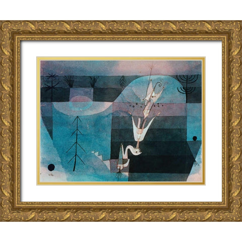 Wallflower (detail) Gold Ornate Wood Framed Art Print with Double Matting by Klee, Paul