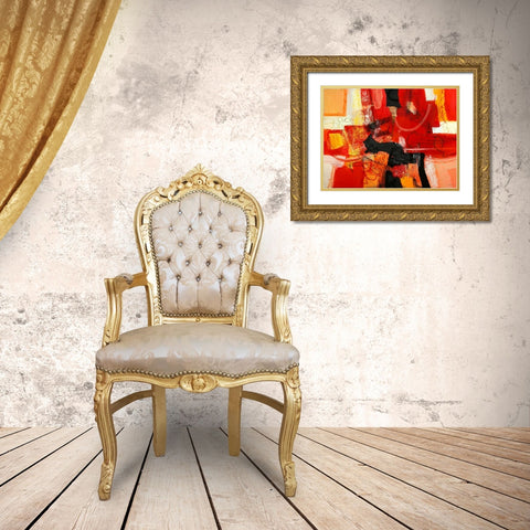 Davanti al fuoco Gold Ornate Wood Framed Art Print with Double Matting by Piovan, Maurizio