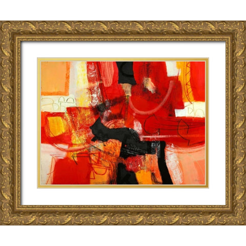 Davanti al fuoco Gold Ornate Wood Framed Art Print with Double Matting by Piovan, Maurizio