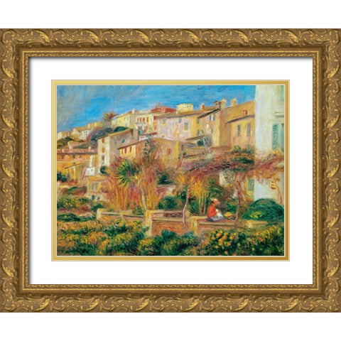 Terrace a Cagnes sur Mer Gold Ornate Wood Framed Art Print with Double Matting by Renoir, Pierre-Auguste