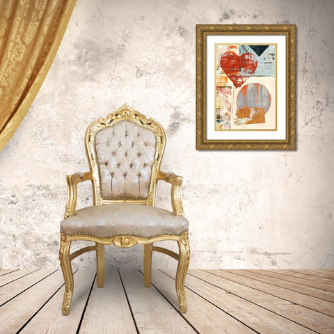 Pop Love #3 (detail-Heart) Gold Ornate Wood Framed Art Print with Double Matting by Winkel, Peter