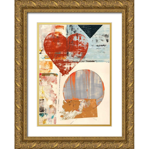 Pop Love #3 (detail-Heart) Gold Ornate Wood Framed Art Print with Double Matting by Winkel, Peter