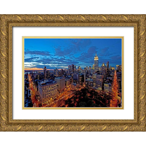 Chelsea and Midtown Manhattan Gold Ornate Wood Framed Art Print with Double Matting by Berenholtz, Richard
