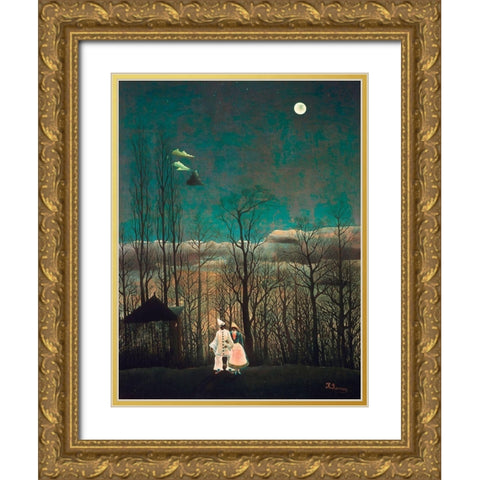 Carnival Evening Gold Ornate Wood Framed Art Print with Double Matting by Rousseau, Henri