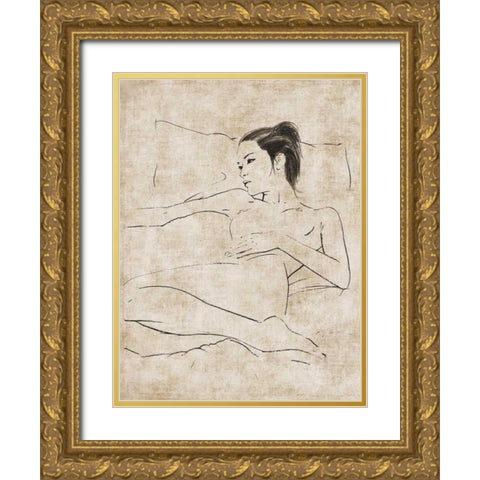 Silence Gold Ornate Wood Framed Art Print with Double Matting by Roux, Simon