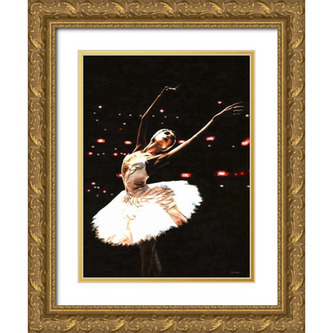 Prima Ballerina Gold Ornate Wood Framed Art Print with Double Matting by Young, Richard