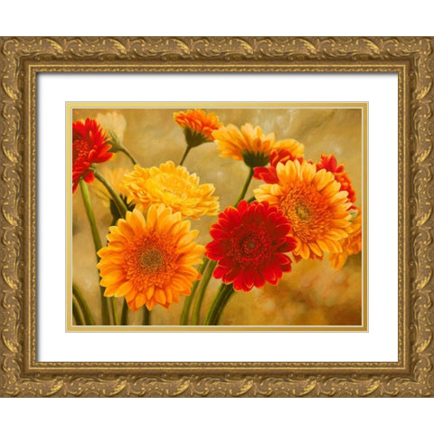 Gerbere nel sole Gold Ornate Wood Framed Art Print with Double Matting by Biffi, Serena