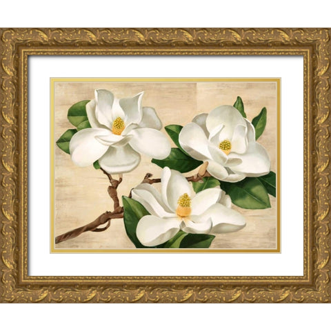 Magnolie bianche Gold Ornate Wood Framed Art Print with Double Matting by Biffi, Serena