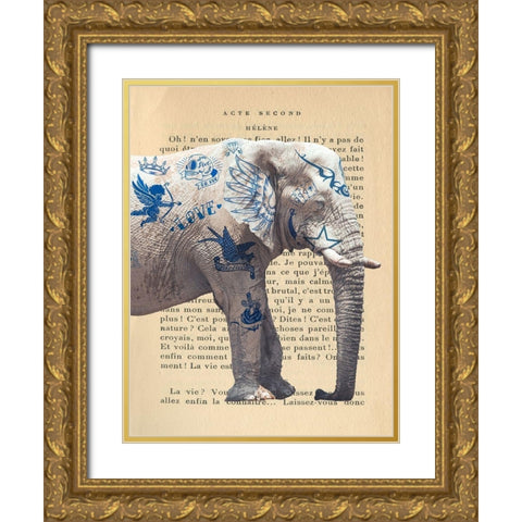 Tattooed Savannah I Gold Ornate Wood Framed Art Print with Double Matting by Hill, Steven