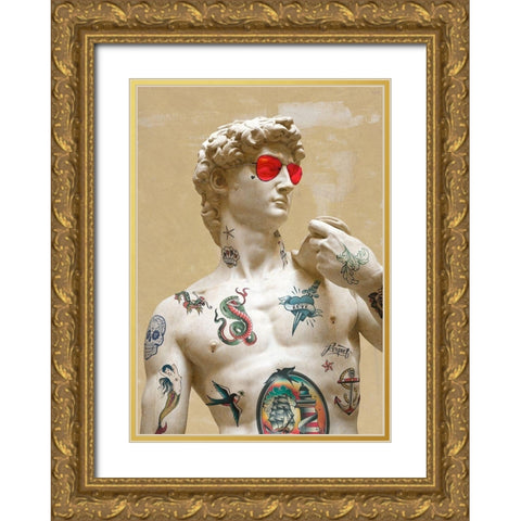 Tattooed David Gold Ornate Wood Framed Art Print with Double Matting by Hill, Steven