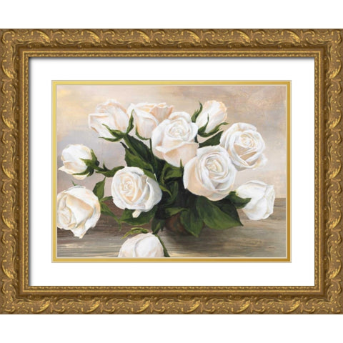 Vaso di rose Gold Ornate Wood Framed Art Print with Double Matting by Mei, Silvia