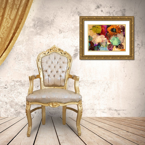 Floating Flowers Gold Ornate Wood Framed Art Print with Double Matting by Stone, Jim