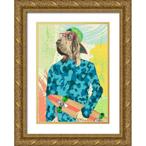 Skaterboy Gold Ornate Wood Framed Art Print with Double Matting by Spencer, Matt