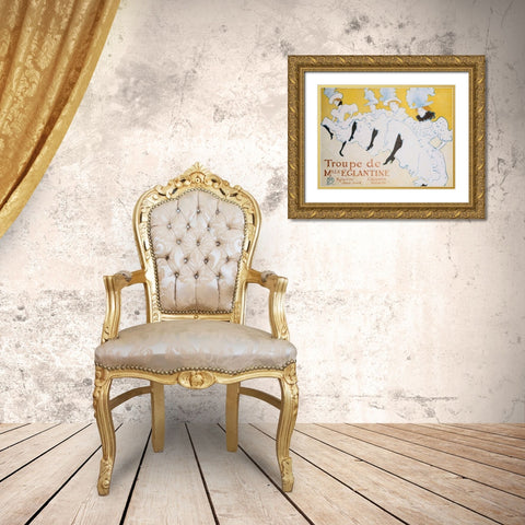 The Troup of Madame Eglantine Gold Ornate Wood Framed Art Print with Double Matting by de Toulouse-Lautrec, Henri