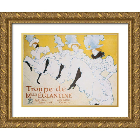The Troup of Madame Eglantine Gold Ornate Wood Framed Art Print with Double Matting by de Toulouse-Lautrec, Henri