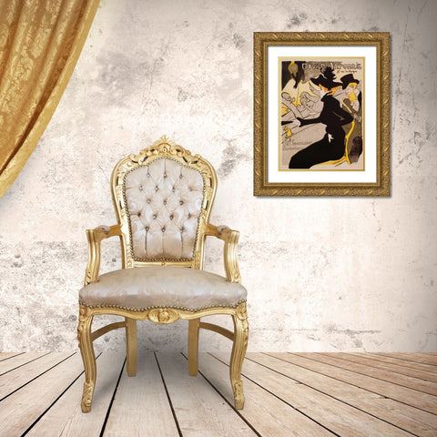 Divan Japonais Poster Gold Ornate Wood Framed Art Print with Double Matting by de Toulouse-Lautrec, Henri