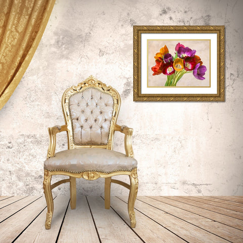 Tulipani danzanti Gold Ornate Wood Framed Art Print with Double Matting by Rizzardi, Teo
