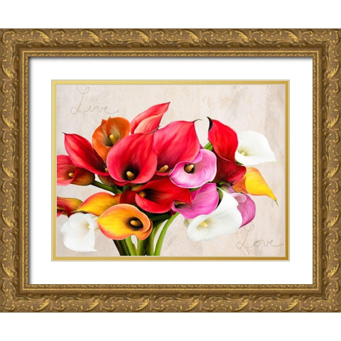 Live and Love Gold Ornate Wood Framed Art Print with Double Matting by Rizzardi, Teo