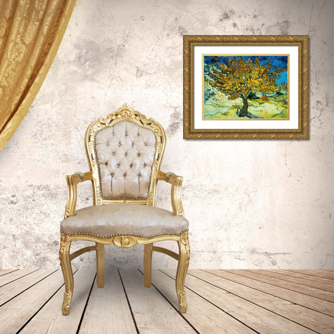 Mulberry Tree Gold Ornate Wood Framed Art Print with Double Matting by Van Gogh, Vincent