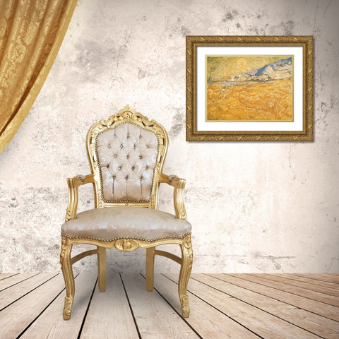 The Harvester Gold Ornate Wood Framed Art Print with Double Matting by van Gogh, Vincent