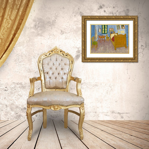 Van Goghs Bedroom at Arles Gold Ornate Wood Framed Art Print with Double Matting by Van Gogh, Vincent
