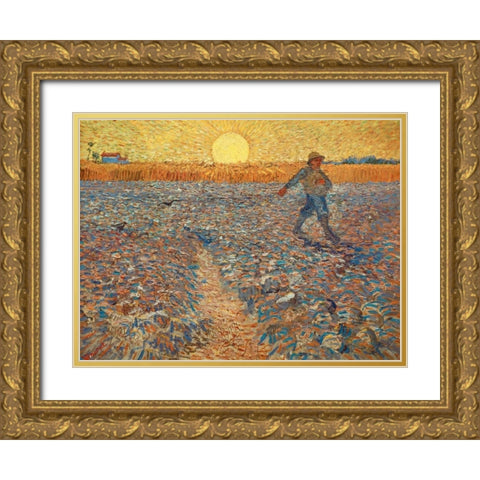 The Sower Gold Ornate Wood Framed Art Print with Double Matting by Van gogh, Vincent